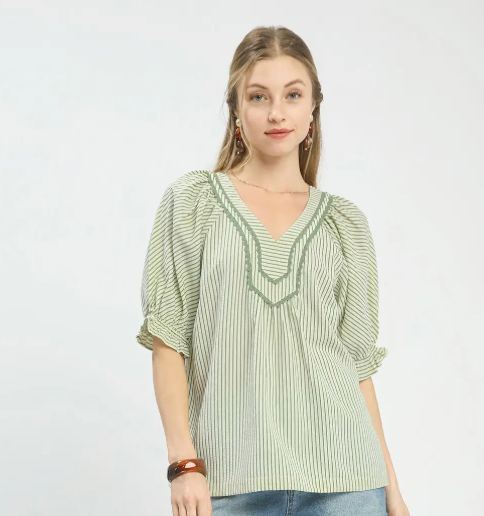 Stealing the Show with Sage Stripes Top