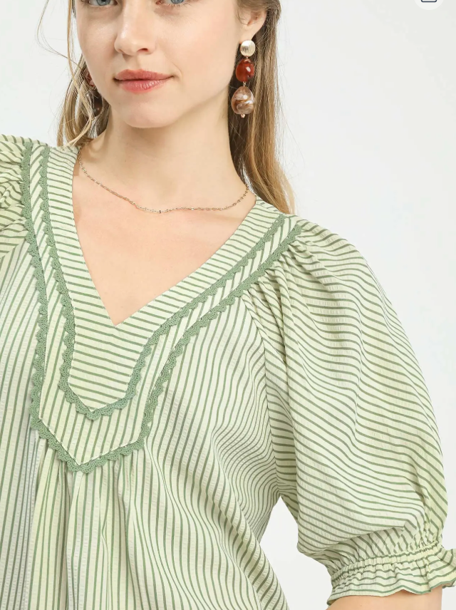 Stealing the Show with Sage Stripes Top