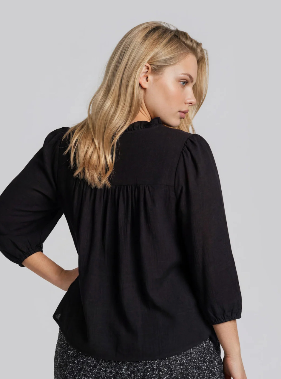Kaydance Ruffle Trim Top in Curvy