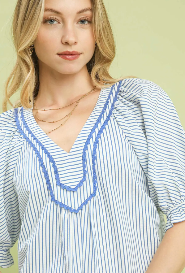 Stealing the Show with Blue Stripes Top