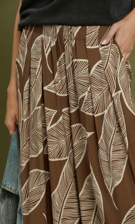 Brown Leaf Flowy Bottoms