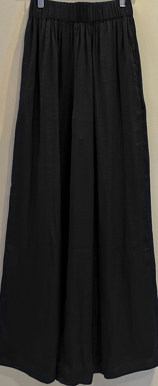 Textured Satin Wide Leg Palazzo Pants
