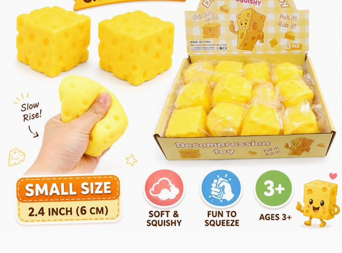 Cheese Cube Squishy Squeeze Toy Sensory