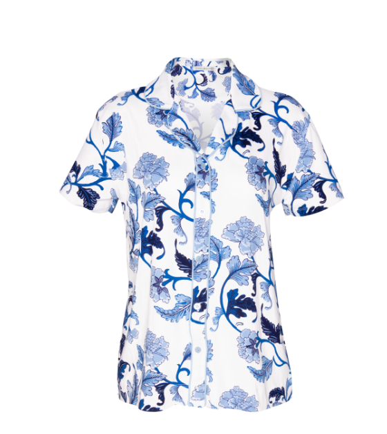 Super Soft Blue Acanthus Leaf Amanda Blu Pajama Set