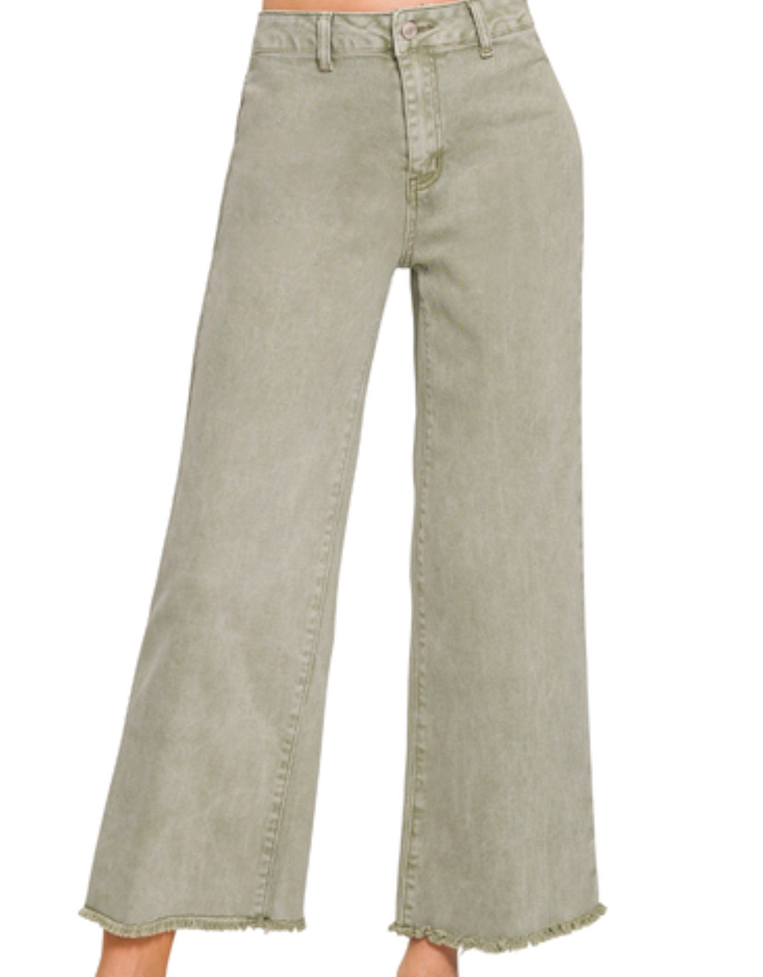 Ava Acid Washed Frayed Hem Straight Wide Leg Denim - Shoppe3130