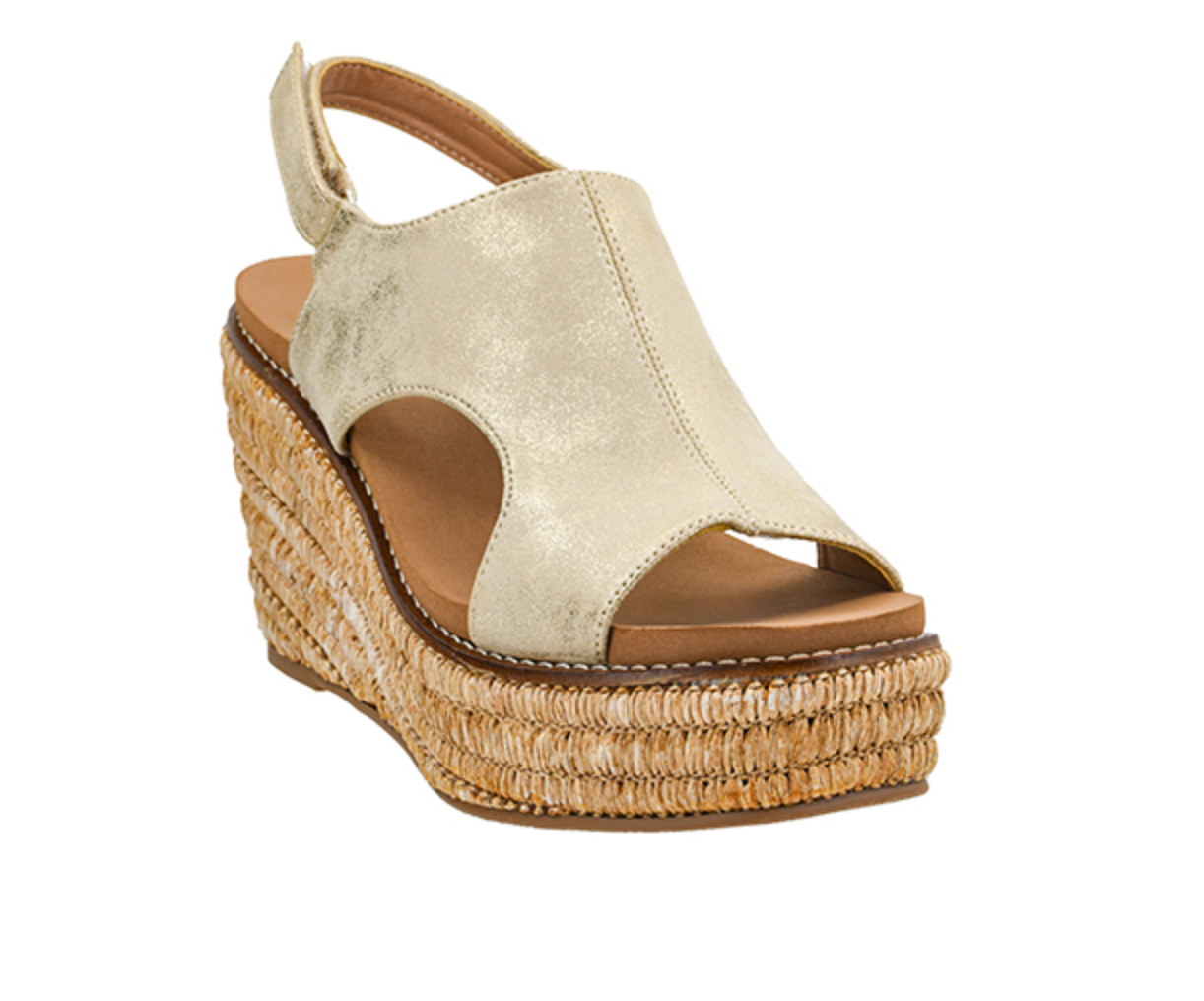 Freddie Wedge by Corkys in Gold Wahed Metallic - Shoppe3130