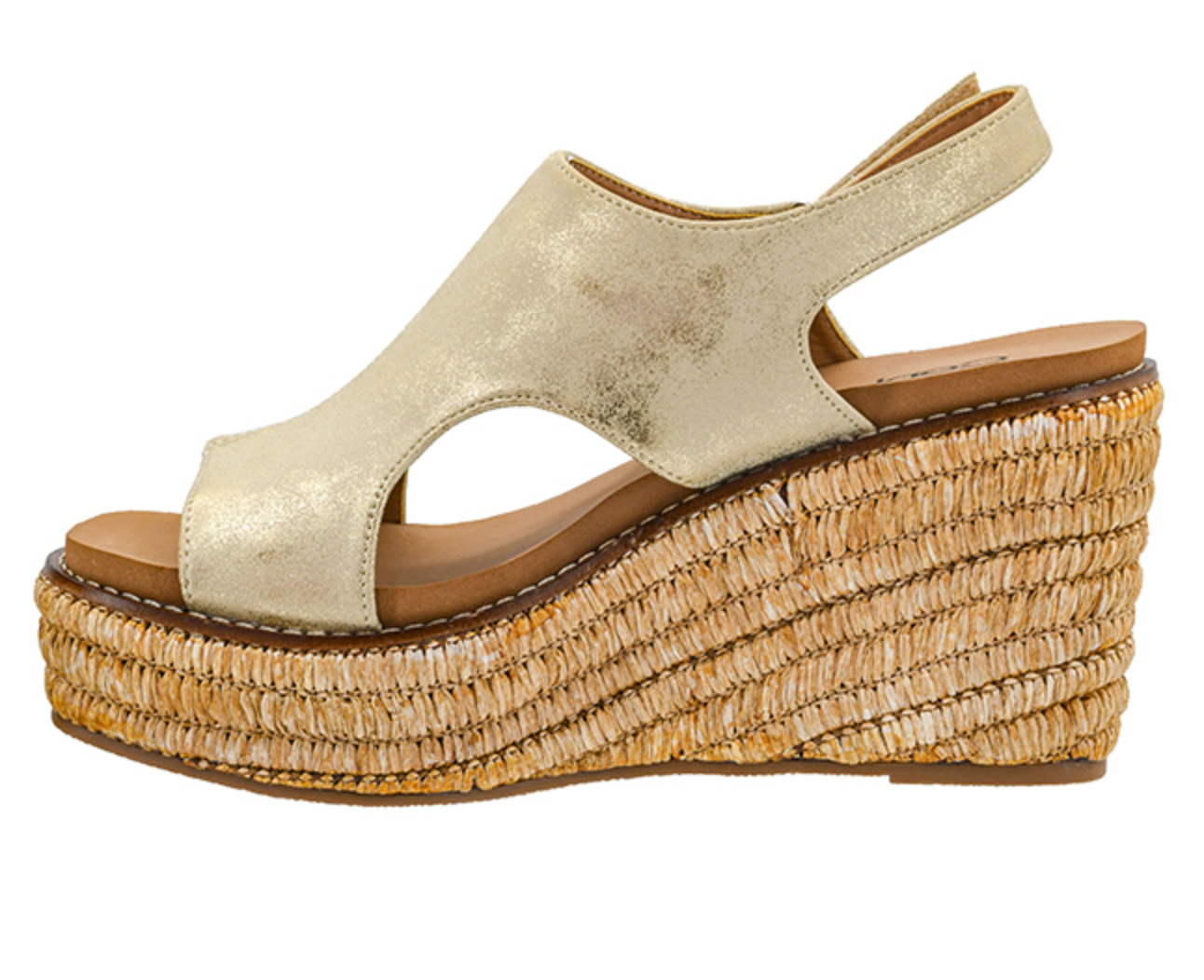 Freddie Wedge by Corkys in Gold Wahed Metallic - Shoppe3130