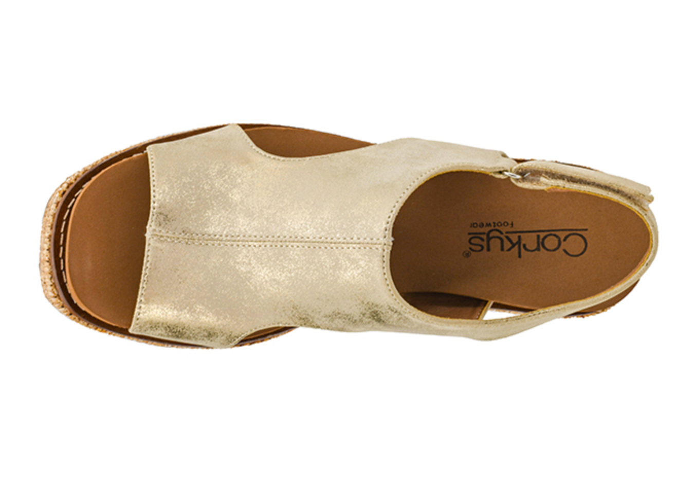 Freddie Wedge by Corkys in Gold Wahed Metallic - Shoppe3130