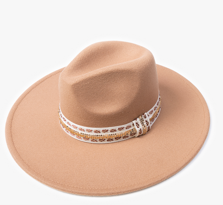 Genesis Boho Trim Wide Fedora Hat