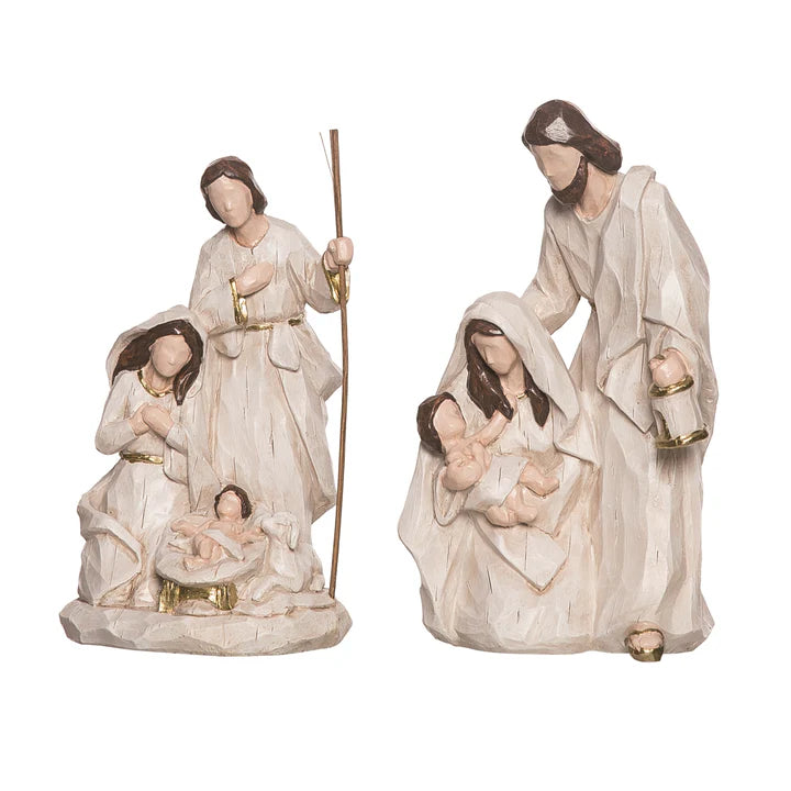 Resin White Wash Nativity Piece