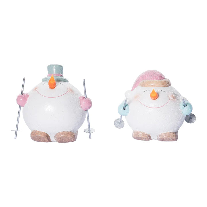 Light Up Squatty Snowman Figurine in Pretty Pastels