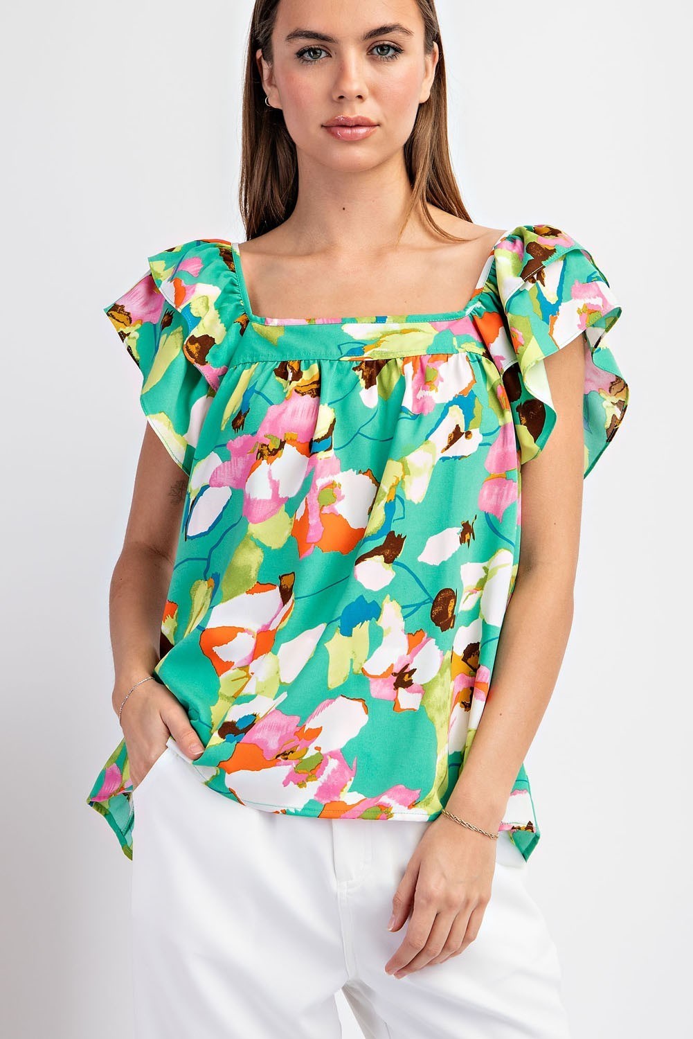 FINAL SALE Sara Leigh Floral Ruffle Top