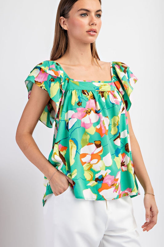 FINAL SALE Sara Leigh Floral Ruffle Top