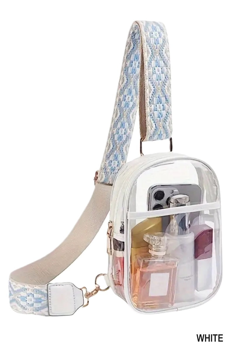 Count Me In Clear Sling Bag with Guitar Strap