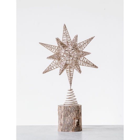 Metal Star Tree Topper with Glitter