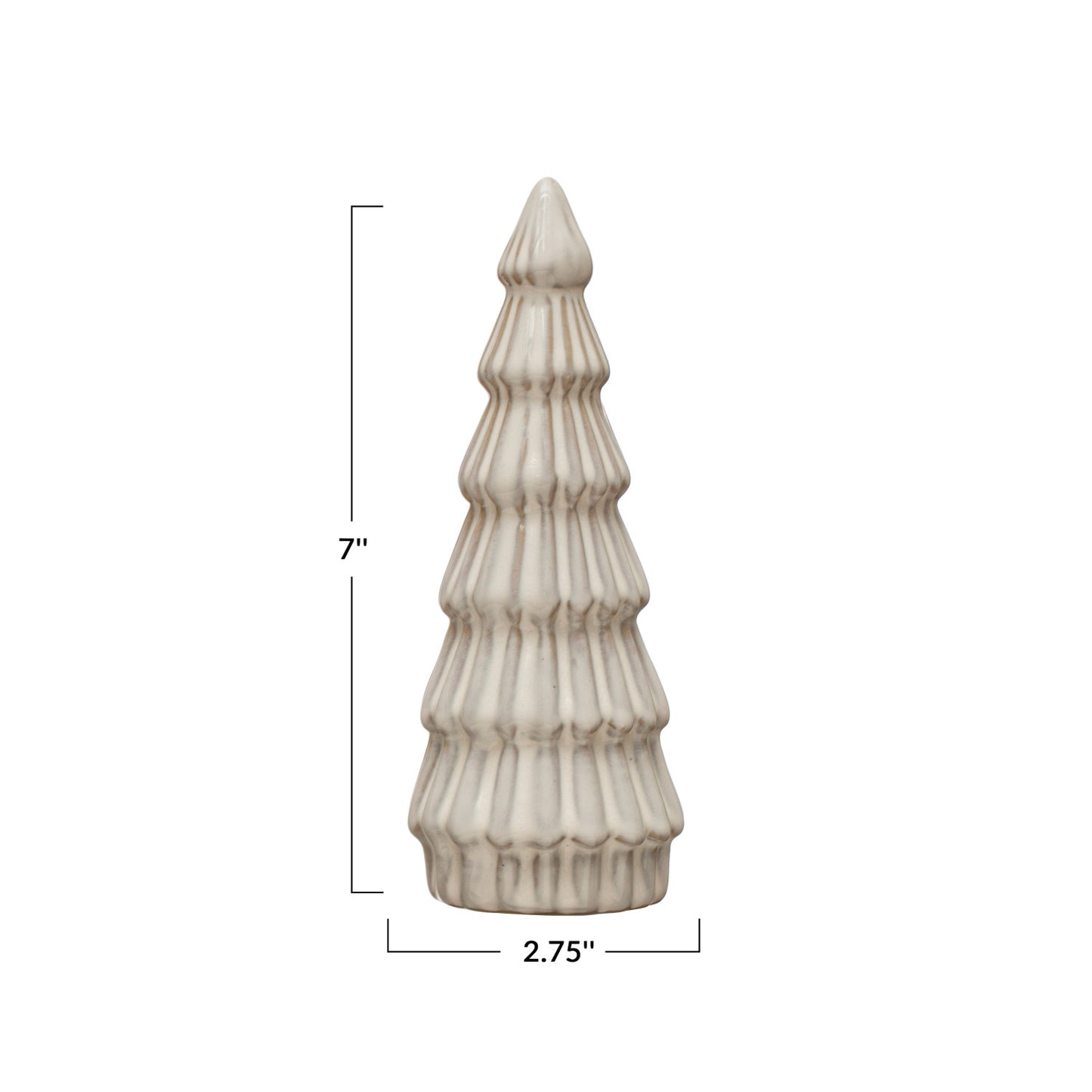 2-3/4" Round x 7"H Stoneware Tree, Reactive Glaze, White
