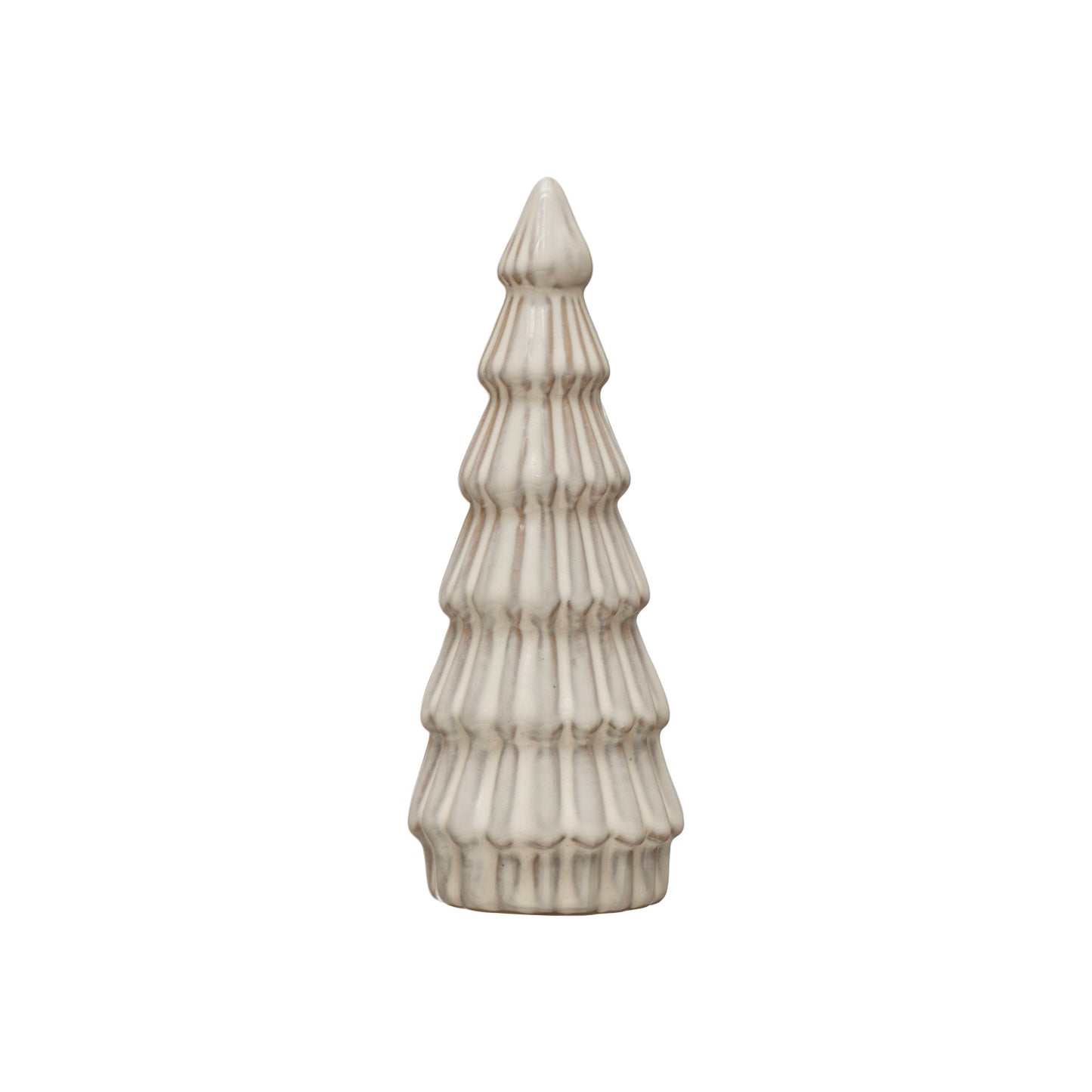 2-3/4" Round x 7"H Stoneware Tree, Reactive Glaze, White