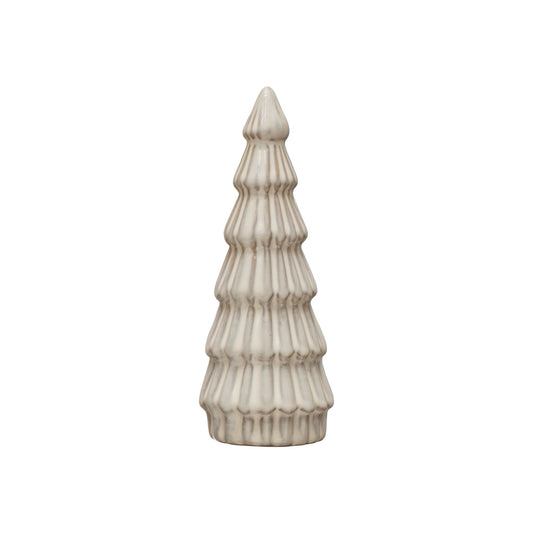 2-3/4" Round x 7"H Stoneware Tree, Reactive Glaze, White