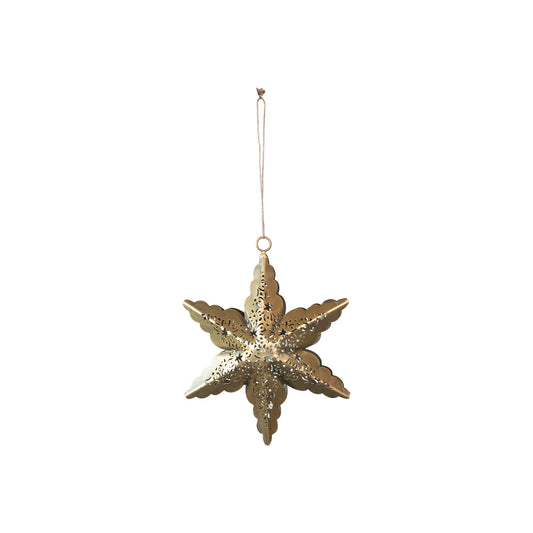 Electroplated Metal Laser Cut Star Ornament, Antique Brass Finish