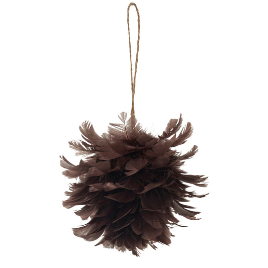 Feather Ball Ornament, Dark Mauve