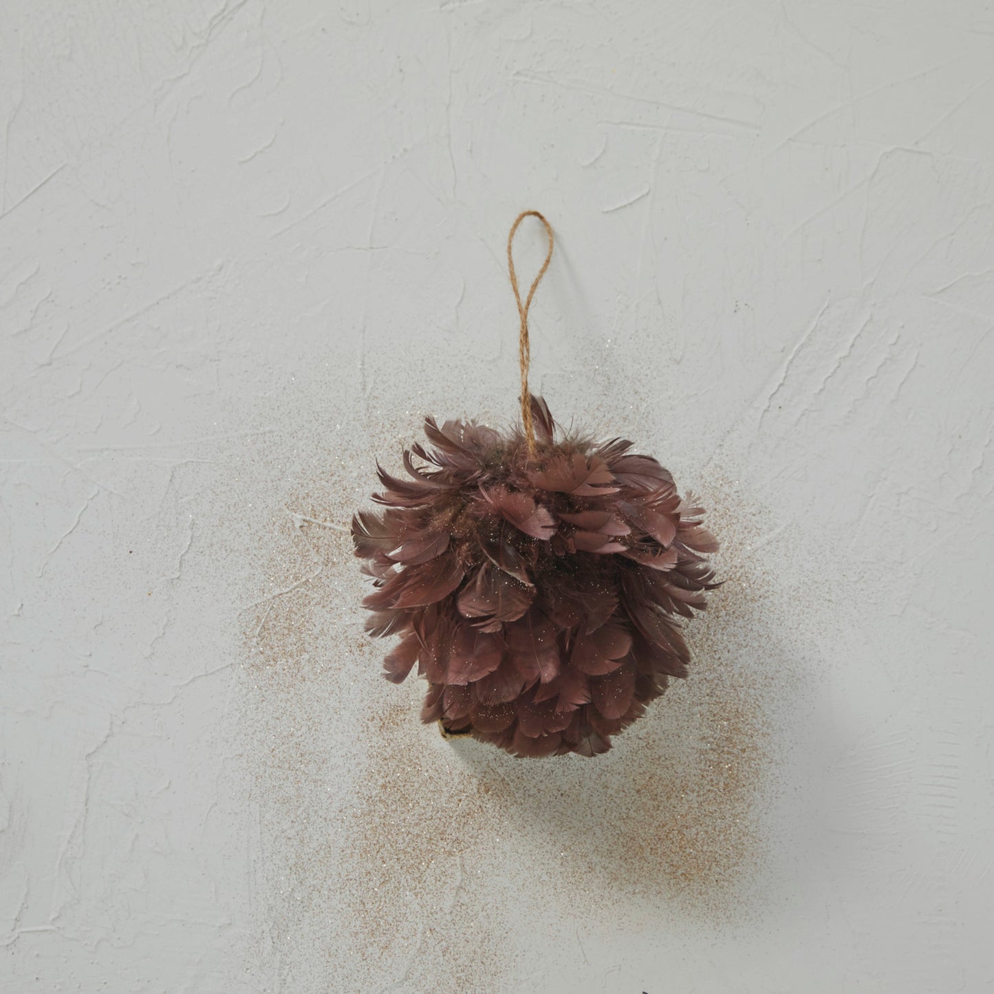 Feather Ball Ornament, Dark Mauve