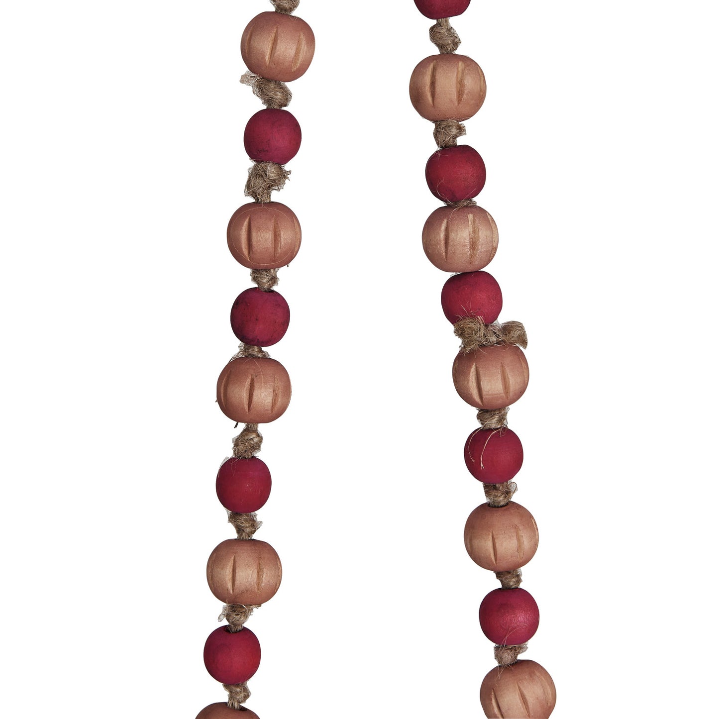 Paulownia Wood Bead Garland w/ Jute Tassels, Pink & Red