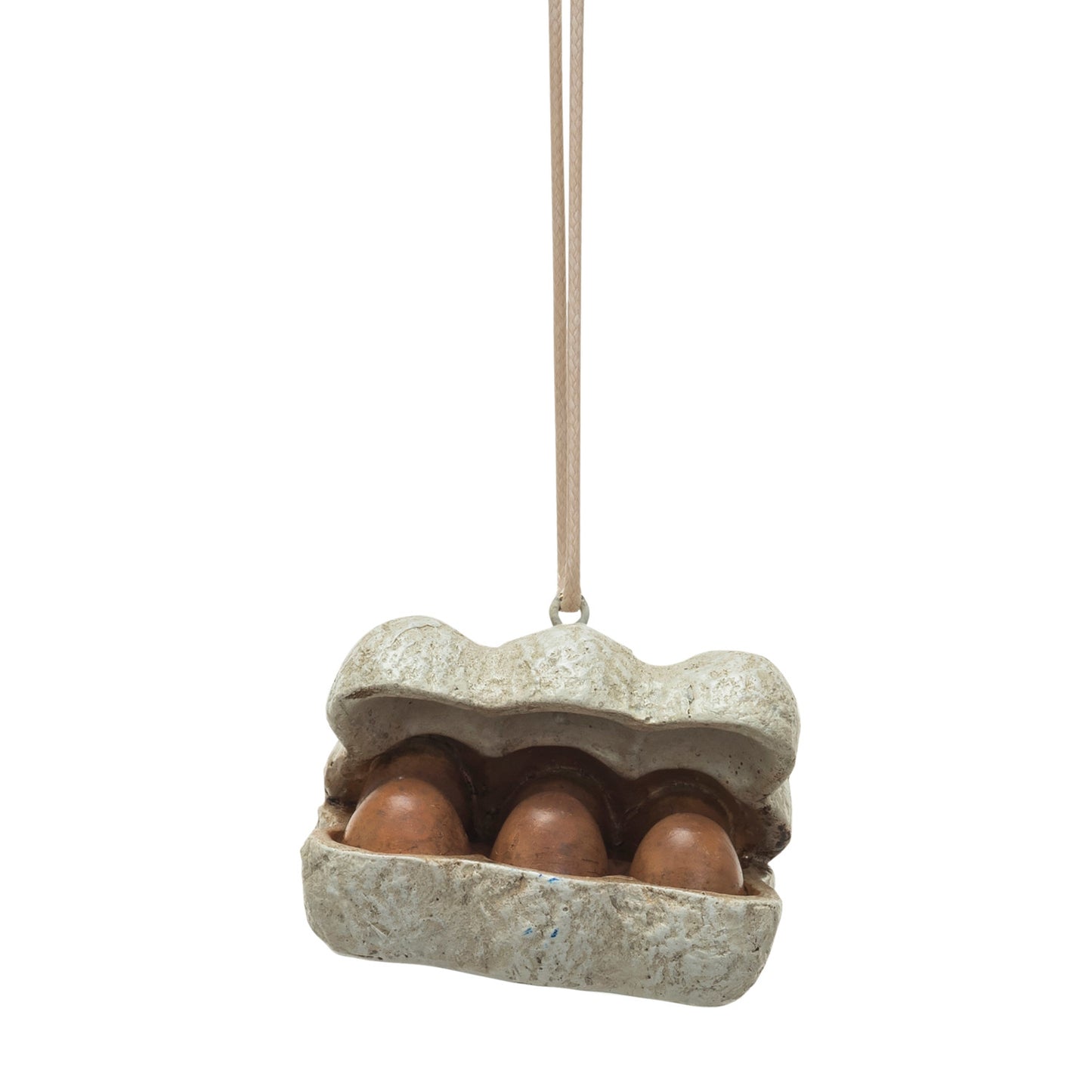 Resin Half-Dozen Eggs In Carton Ornament, Brown & White