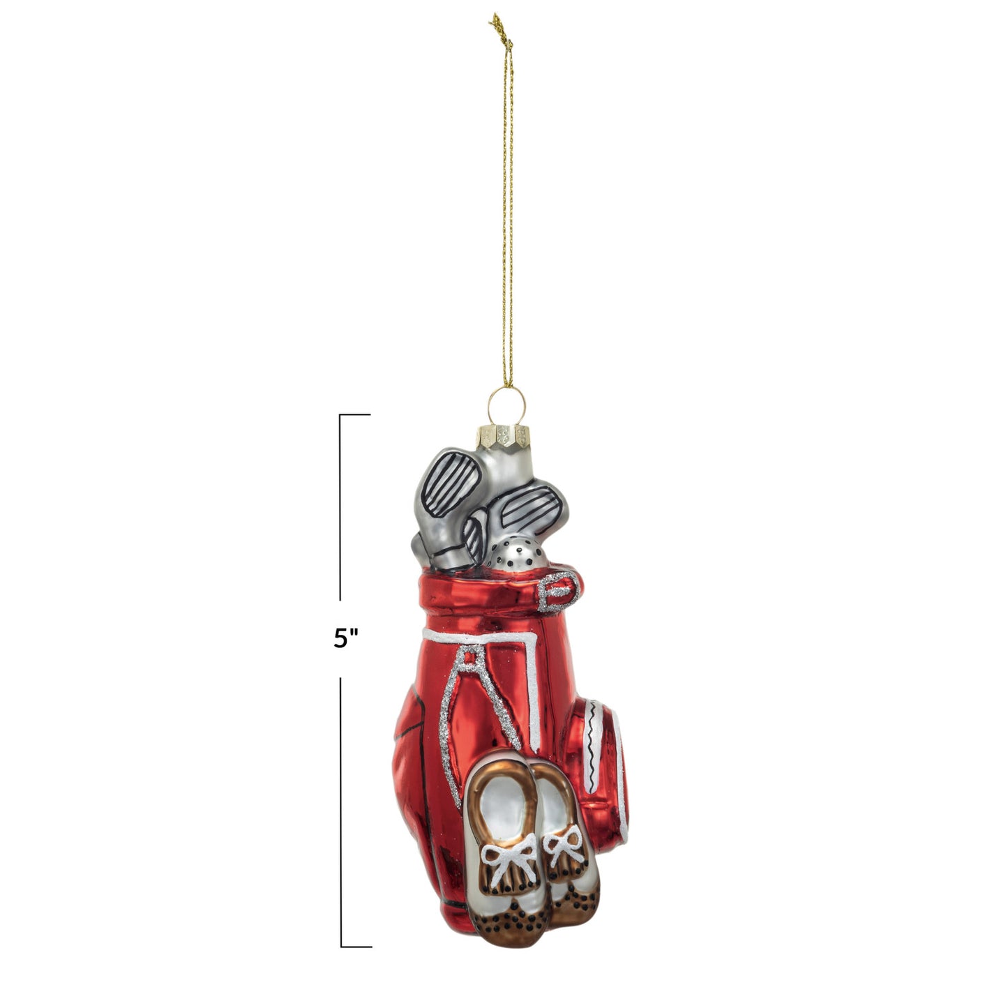 Glass Golf Bag Ornament w/ Glitter, Multi Color