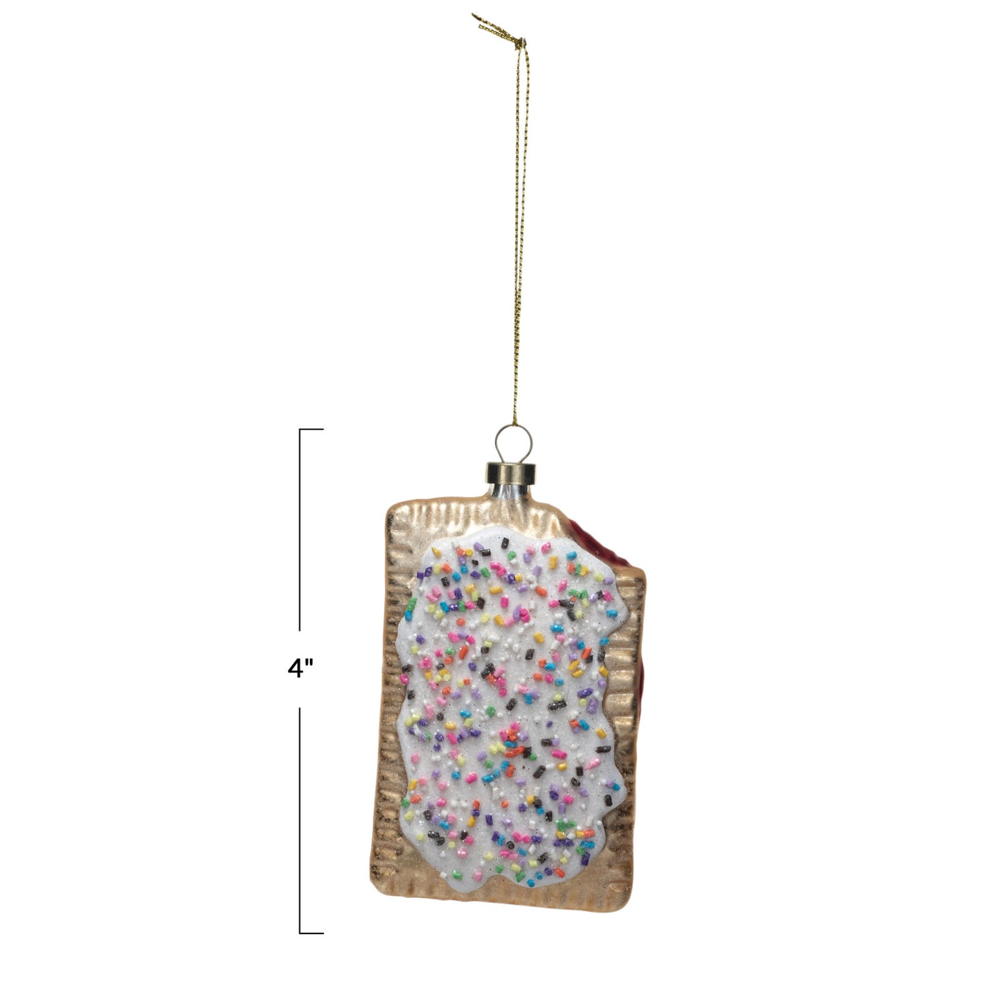 Glass Toaster Pastry Ornament w/ Beads & Glitter, Multi Color