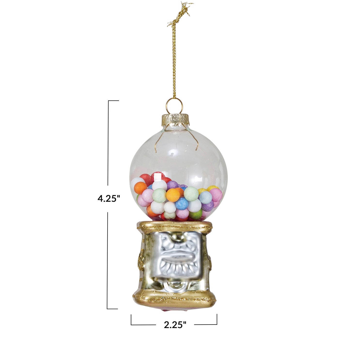 Glass Gumball Machine Ornament w/ Glitter, Multi Color