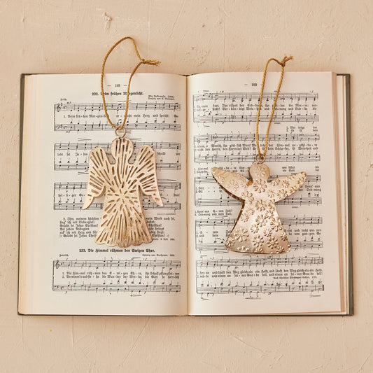 Metal Bell Ornament with Santa Head & Star Cut-Outs