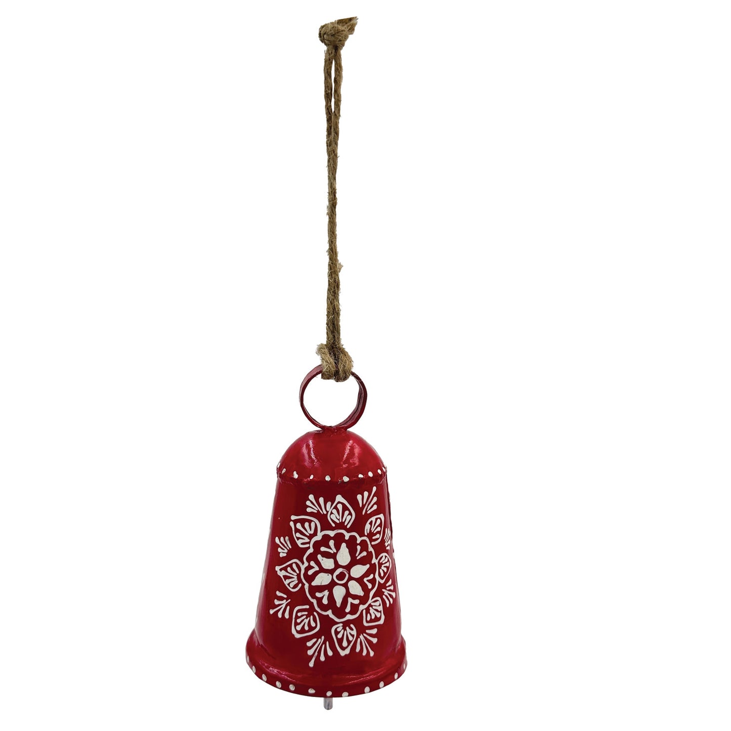 5"H Hand-Painted Metal Bell Ornament with Design