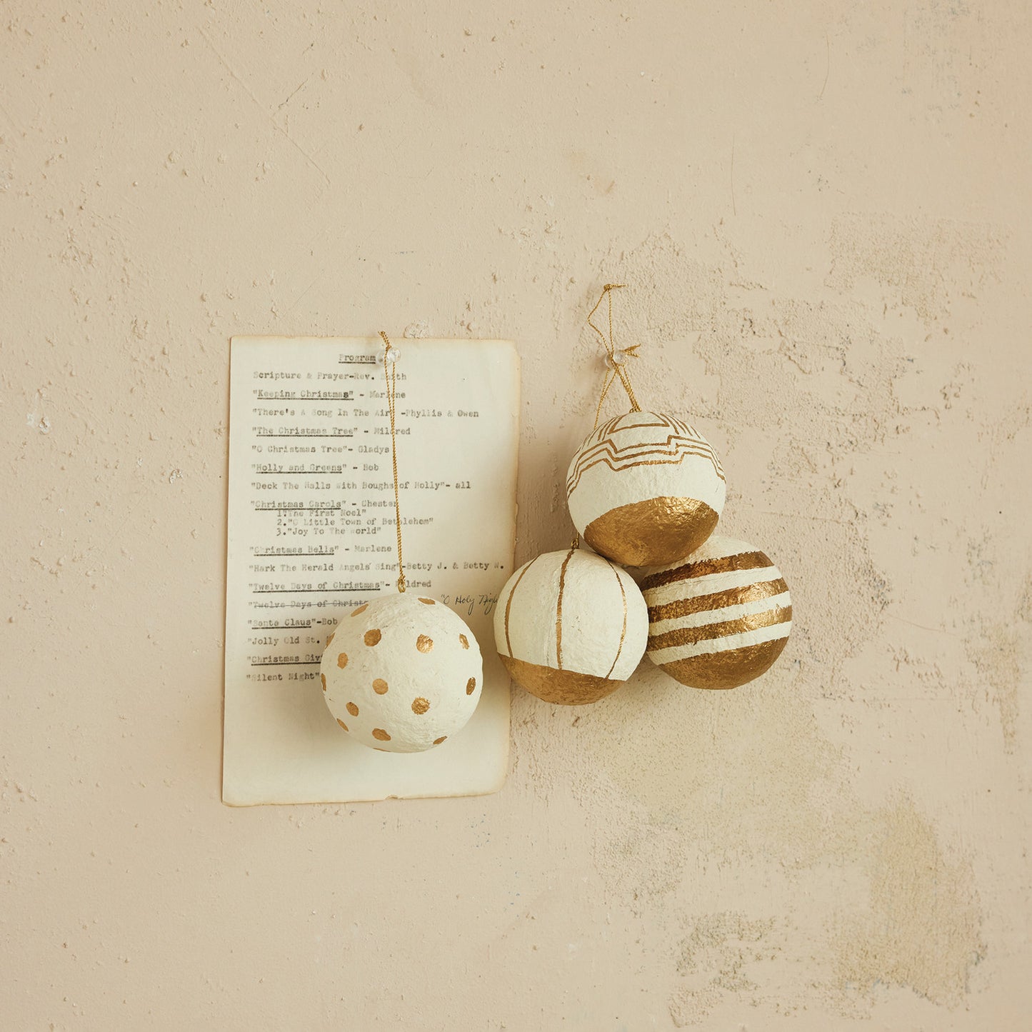 Hand-Painted Paper Mache Ball Ornament