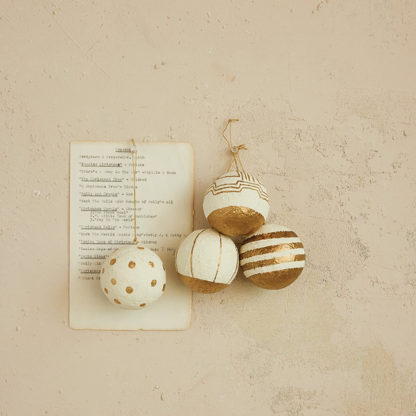 Hand-Painted Paper Mache Ball Ornament