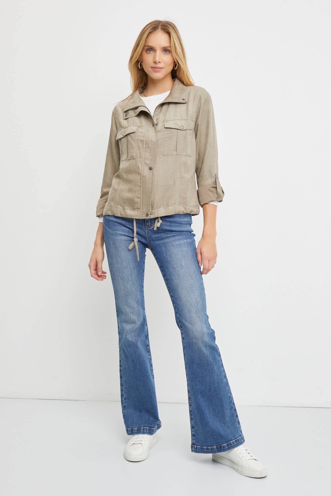 Cropped Utility Jacket: Large TAUPE