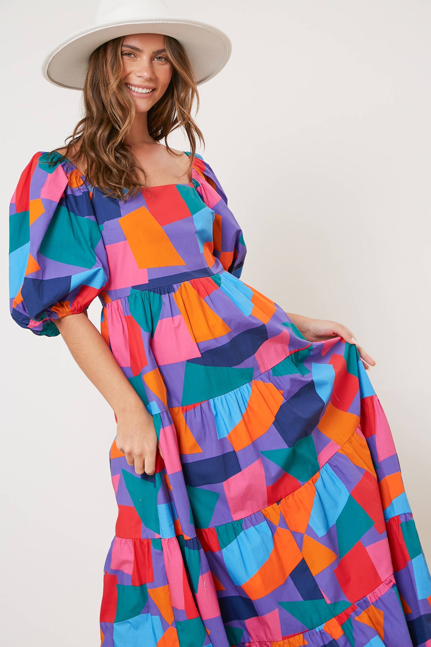 Brighter Days Multicolor Geo Print Tiered Maxi Dress