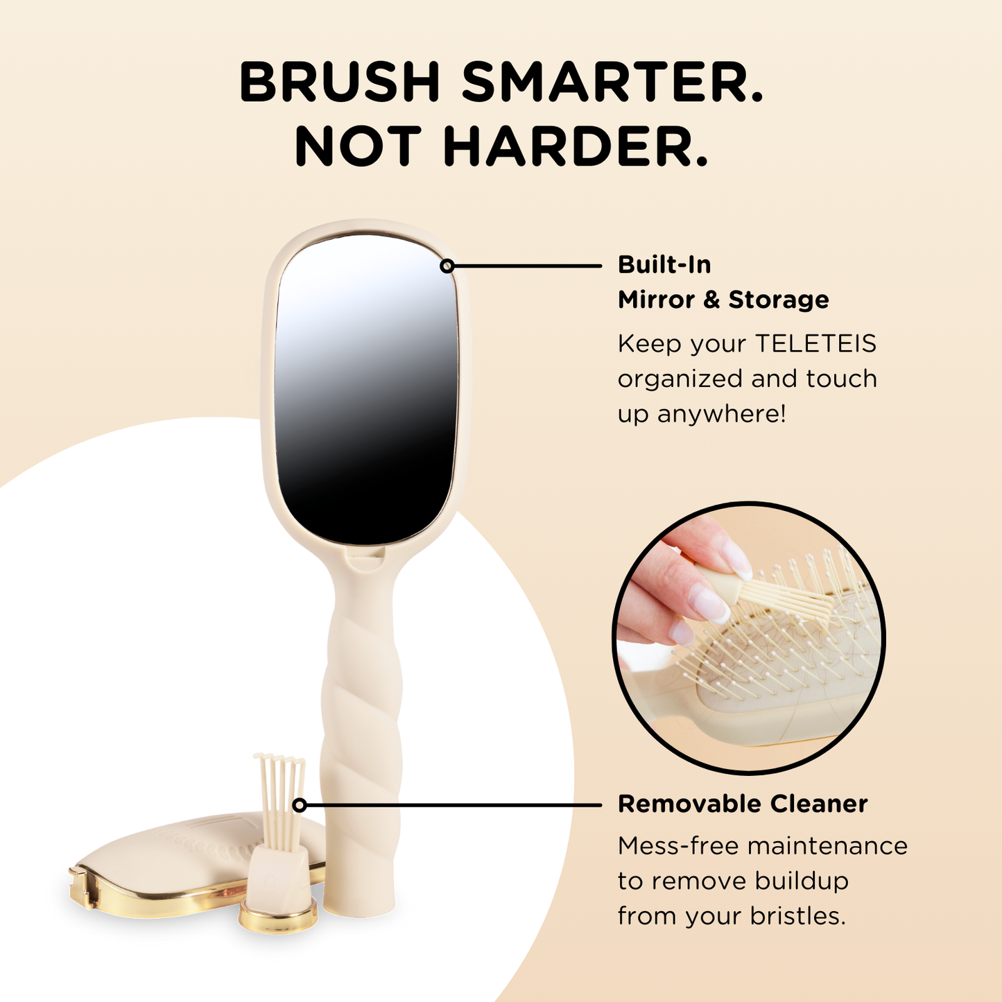 TELETIES - Detangler Hair Brush for Medium Hair - Tan - Shoppe3130