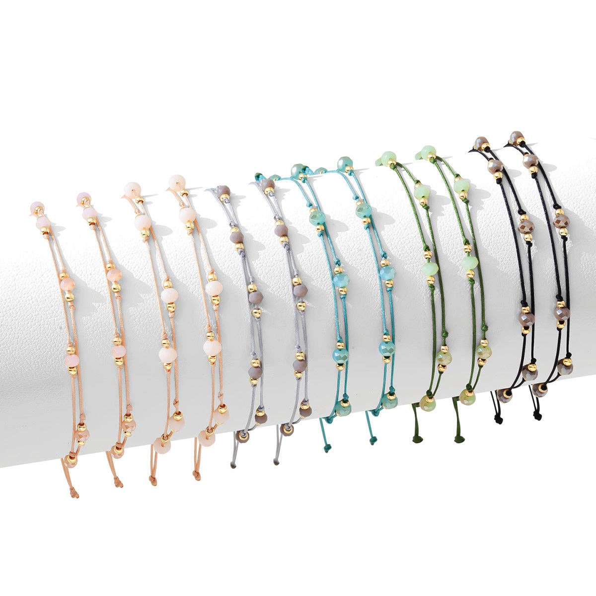 Delicate Double Crystal String Pulley Bracelets