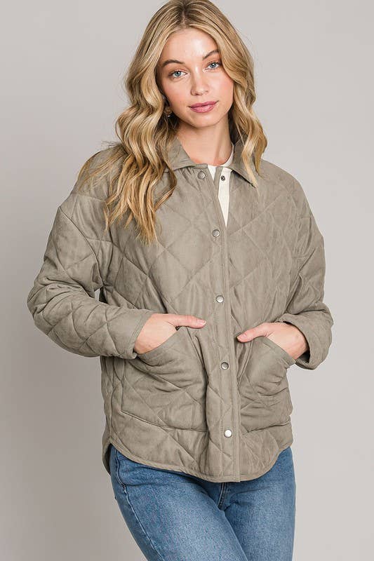 Blush quilted outlet jacket