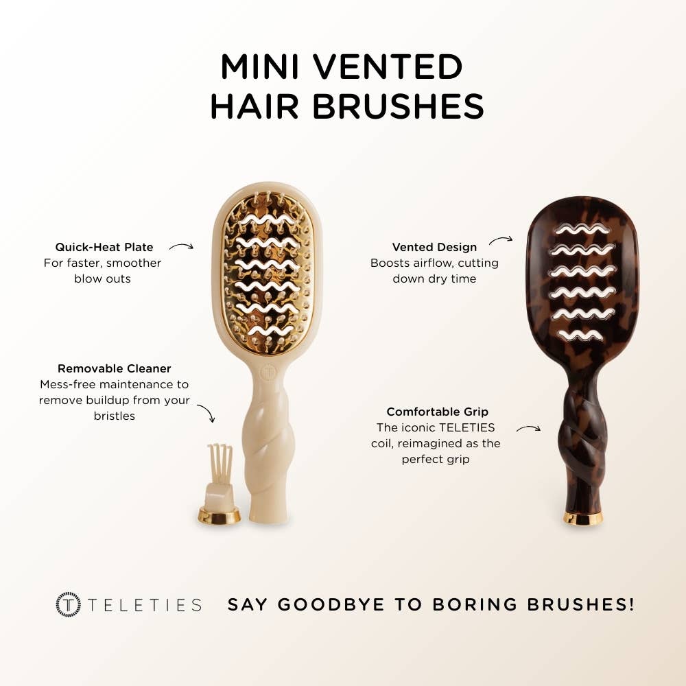 TELETIES - Mini Vented Brush | Tortoise - Shoppe3130