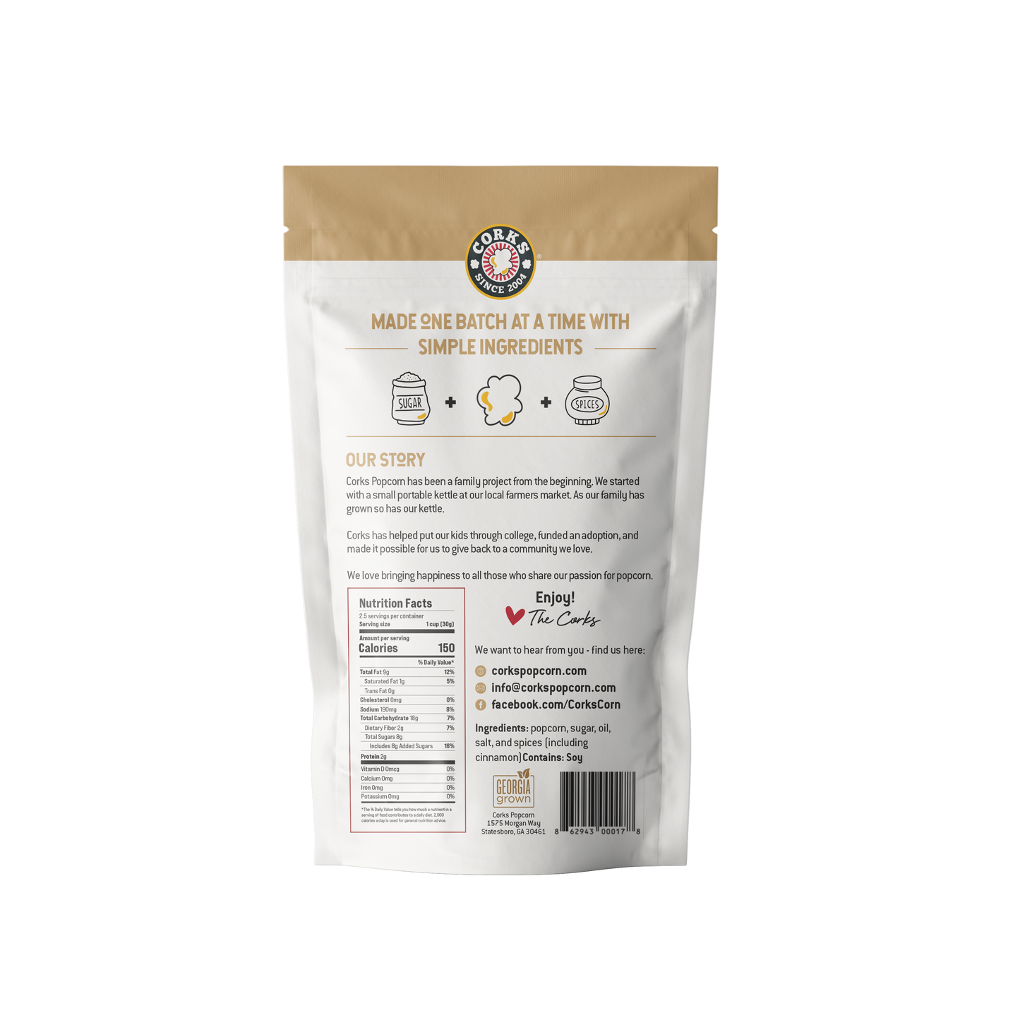 Corks Popcorn - Cinnamon and Sugar Snickerdoodle Popcorn - 3.0oz - Shoppe3130