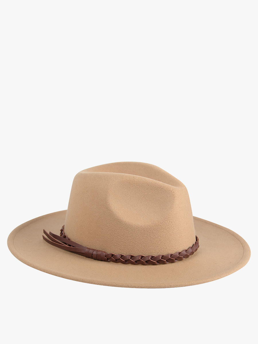 Debbie Braided Trim Wide Brim Fedora