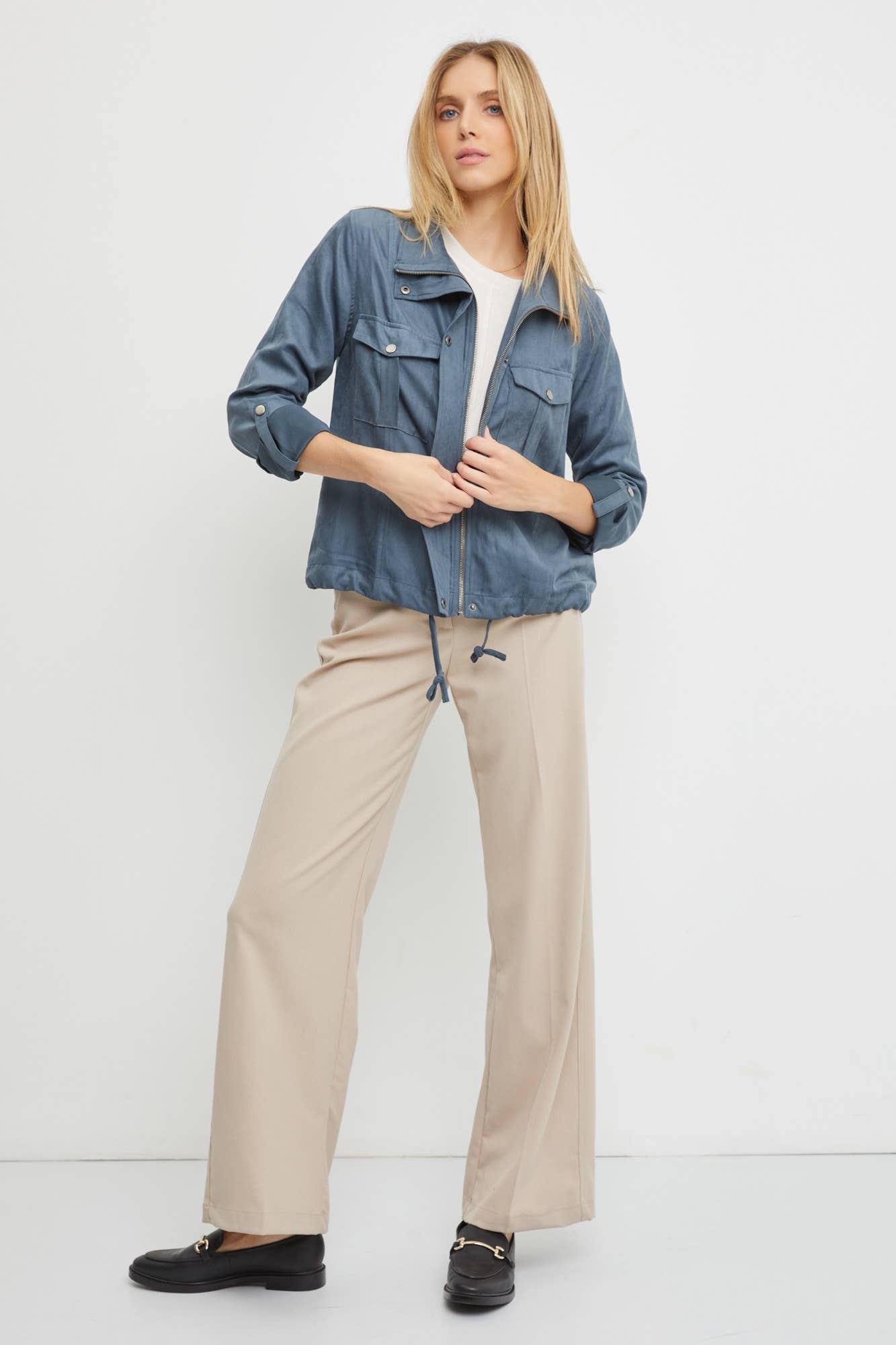 Cropped Utility Jacket: Large TAUPE