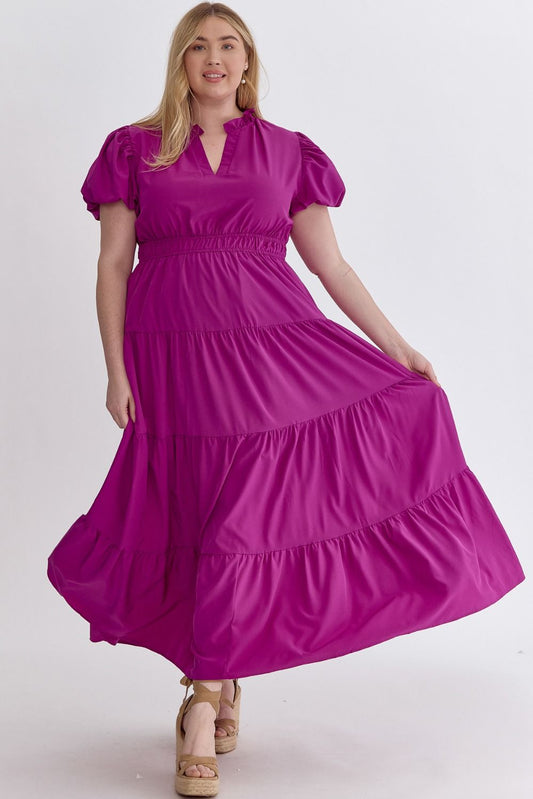 Looking for You Tiered Midi Dress In Curvy