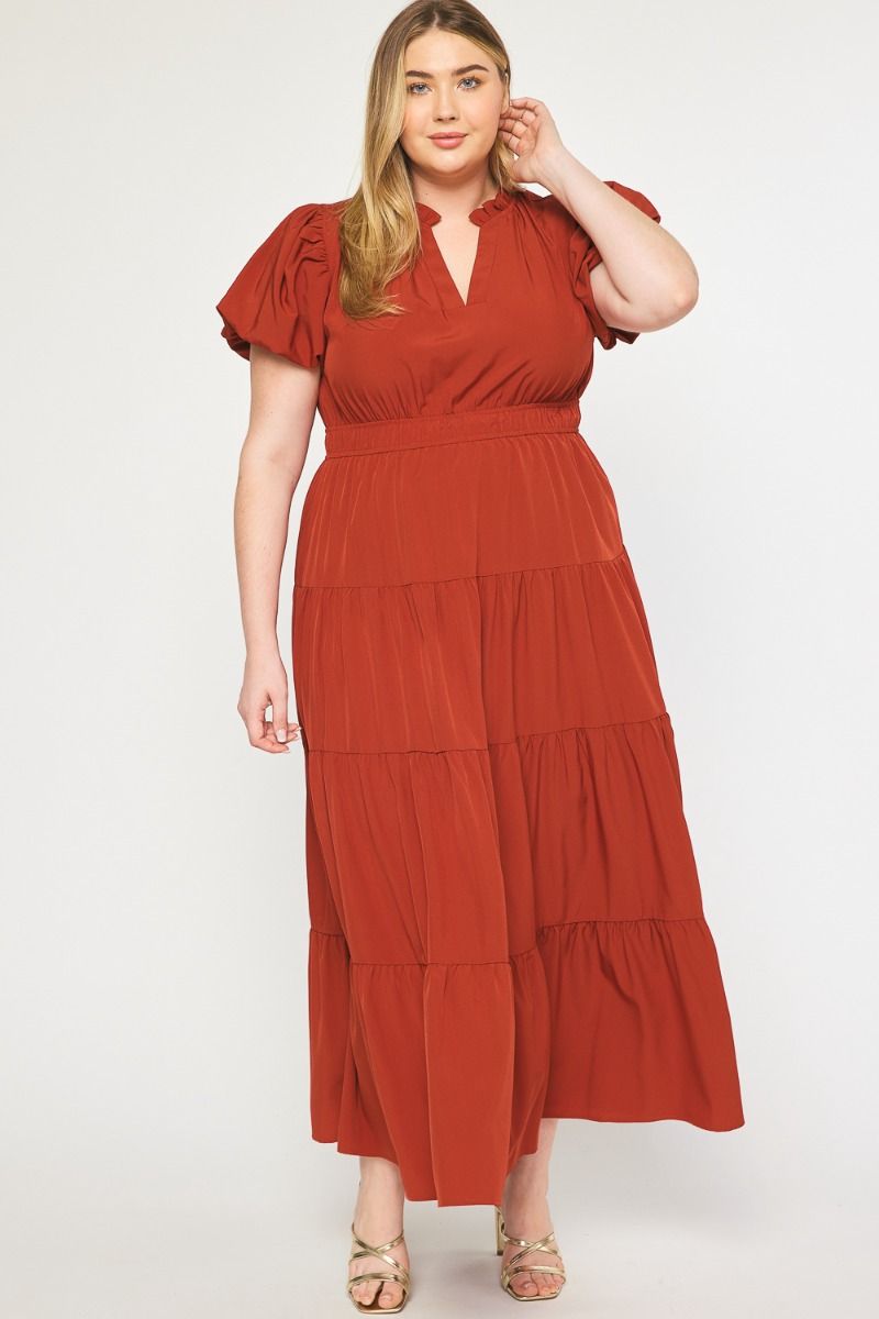 Looking for You Tiered Midi Dress In Curvy