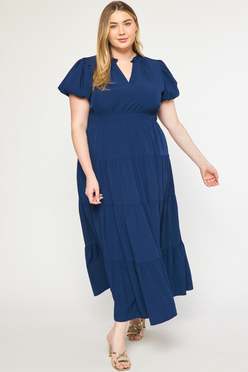 Looking for You Tiered Midi Dress In Curvy