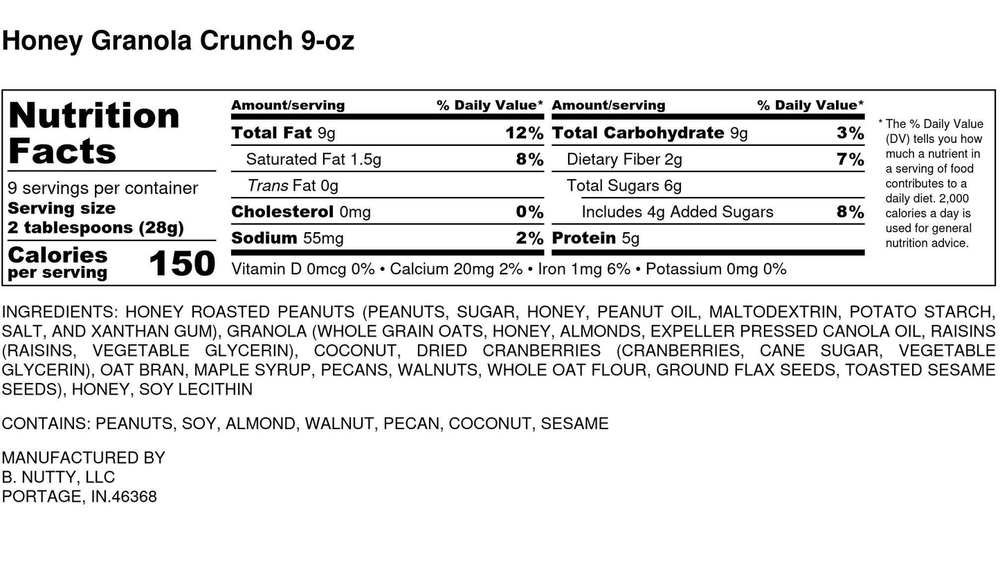 Honey Granola Crunch BNutty Peanut Butter- Case of 6- 9oz
