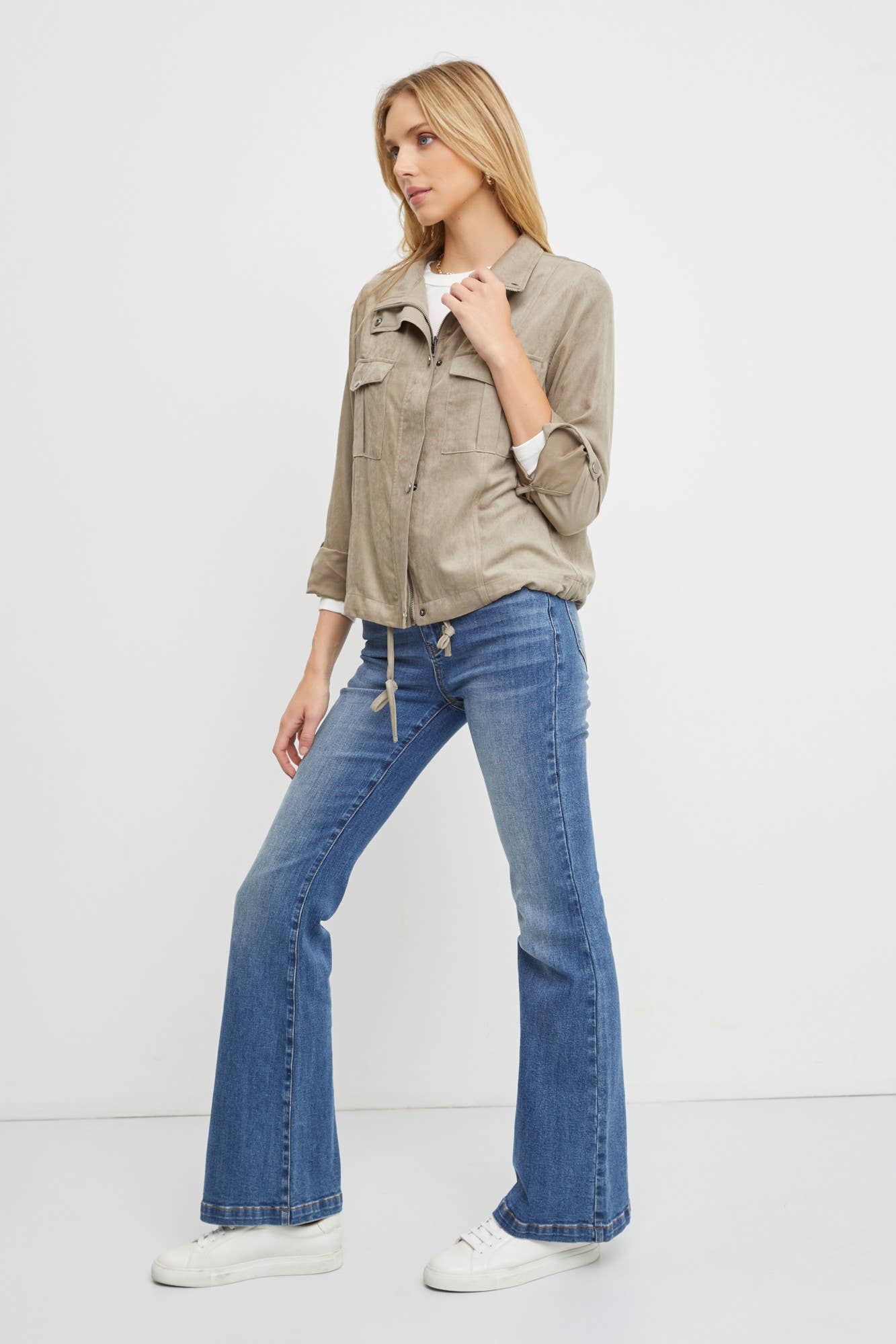 Cropped Utility Jacket: Large TAUPE