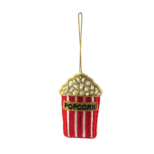 Cotton "Popcorn" Ornament w/ Glass Beads, Faux Pearls & Embroidery, Multi Color