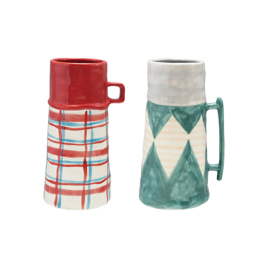 46 oz. Hand-Painted Stoneware Container/Vase, 2 Styles (Each One Will Vary) ©